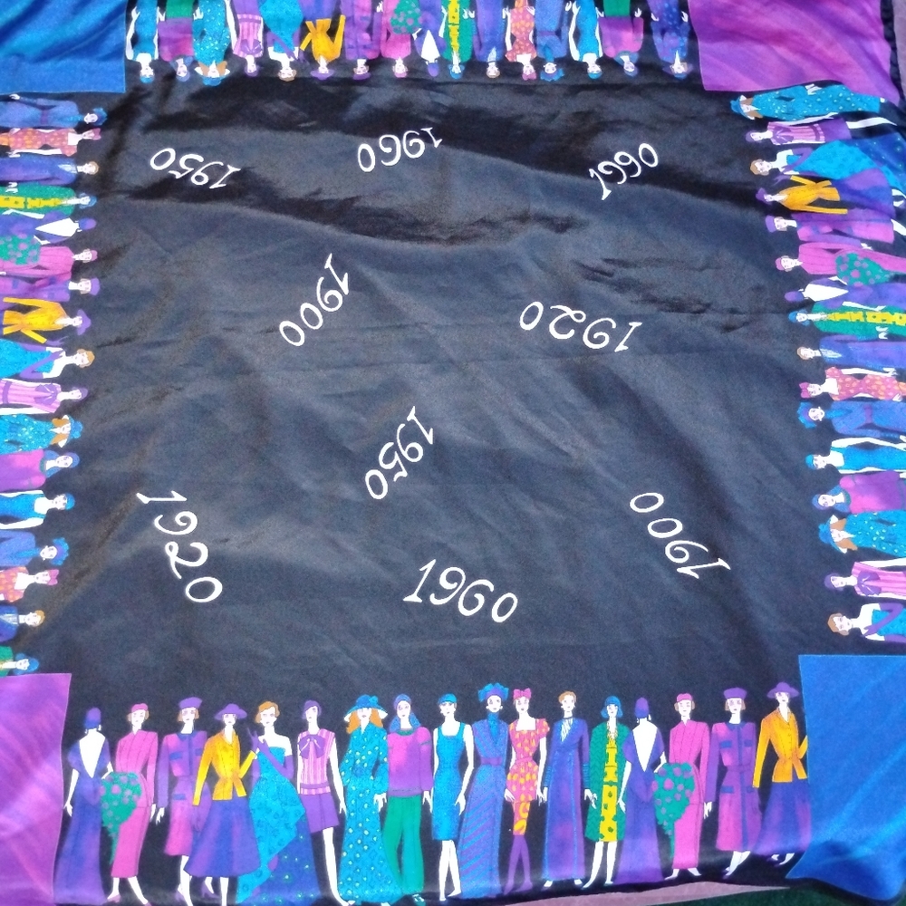Mary Duffy Scarf, Black / Multi-Colored, Polyester, Women's, Pre-owned - Picture 2 of 7